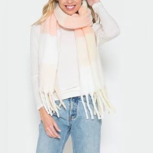 NWT Justin Taylor Peach Brushed Plaid Scarf